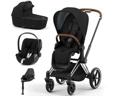 Universalus vežimėlis Cybex Priam V4 Deep Juodas 4in1 Chrome Brown