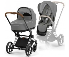 Universalus vežimėlis Cybex Priam V4 Pearl Pilkas/Chrome Brown 2in1