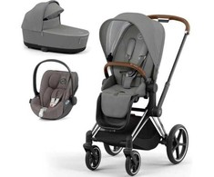 Universalus vežimėlis Cybex Priam V4 Soho Pilkas 3in1 chrome ruda