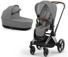 Universalus vežimėlis Cybex Priam V4 Soho Pilkas 3in1 chrome ruda