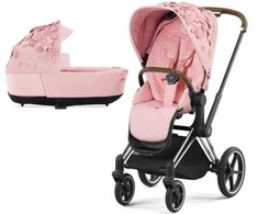 Universalus vežimėlis Cybex Priam V4 SPECIAL EDITION Simply Flowers Pale Blush 2in1 Chrome Brown