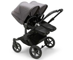 Universalus vežimėlis dvynukams Bugaboo Donkey 5 TWIN - Juodas/Midnight Juodas/Pilkas Melange