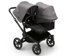 Universalus vežimėlis pametinukams Bugaboo Donkey 5 DUO Pilkas Melange/Midnight Juodas/Juodas važiuoklė