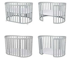 Waldin 7in1 Oval lovytė su čiužinuku Gray
