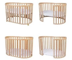 Waldin 7in1 Oval lovytė su čiužinuku Natural wood