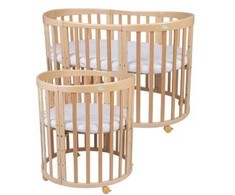 Waldin 7in1 Oval lovytė su čiužinuku Natural wood
