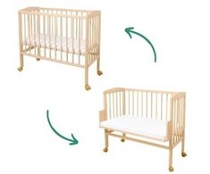 Waldin Bedside 2in1 lopšiukas su čiužiniu Natural