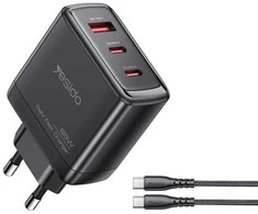 Buit.krov.Yesido YC144C GaN 65W 1XUSB 2XUSB-C + CC kab.