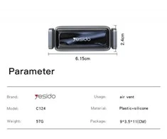 Yesido C124 automobilinis telefono laikiklis į groteles