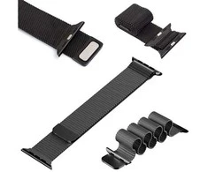 4Wrist Plieninis Milano traukiklis Apple Watch - juodas 42/44/45 mm