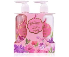 Accentra BLOSSOM rankų priežiūros rinkinys dovanų dėžutėje su pompa, rankų muilas 290 ml, rankų losjonas 290 ml, kvapas: rožė, PU 6/12