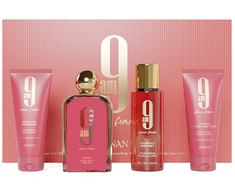 Afnan 9am Pour Femme parfuminio vandens purškiklis 100 ml + kūno dulksna 150 ml + kūno losjonas 100 ml + dušo želė