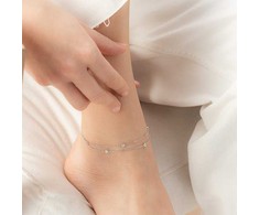 Again Jewelry Vėlgi papuošalai dvigubo kubinio cirkonio Sidabrinis kulkšnies AJNH0001