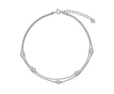 Again Jewelry Vėlgi papuošalai dvigubo kubinio cirkonio Sidabrinis kulkšnies AJNH0001