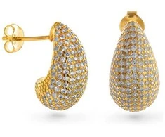 Again Jewelry Auksuoti auskarai su kubiniu cirkoniu Tear Drop AJNS0060