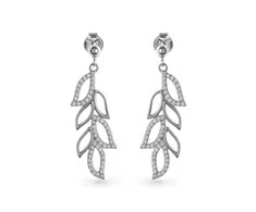 Again Jewelry Subtilūs sidabriniai kabantys auskarai su cirkoniais AJNS0023