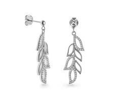 Again Jewelry Subtilūs sidabriniai kabantys auskarai su cirkoniais AJNS0023