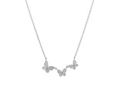 Again Jewelry Delicate sidabrinis pakabukas with butterflies AJNA0023