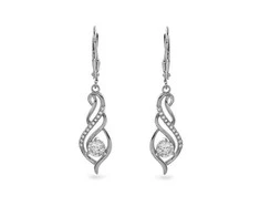 Again Jewelry Elegantiški kabantys sidabriniai auskarai su kubiniu cirkoniu AJNS0045