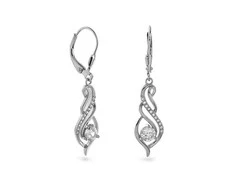 Again Jewelry Elegantiški kabantys sidabriniai auskarai su kubiniu cirkoniu AJNS0045
