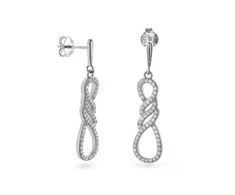 Again Jewelry Madingi sidabriniai kabantys auskarai su kubiniu cirkoniu AJNS0030