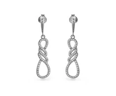 Again Jewelry Madingi sidabriniai kabantys auskarai su kubiniu cirkoniu AJNS0030
