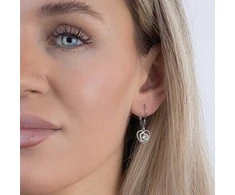 Again Jewelry Širdelės formos kabantys auskarai su kubiniu cirkoniu AJNS0067