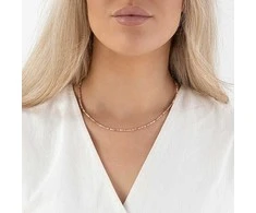 Again Jewelry Oranžinis Mėnulio akmens karoliukais papuoštas karoliai AJKNA001