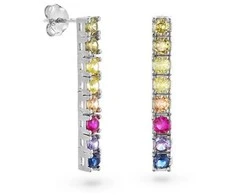 Again Jewelry Žaismingi kabantys auskarai su spalvotais kubiniais cirkoniais AJNS0041