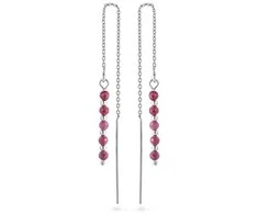 Again Jewelry Sidabriniai grandinėlės auskarai su rubinu AJKNS007