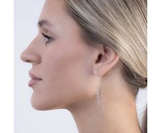Again Jewelry Sidabriniai grandinėlės auskarai su ametistu AJKNS004