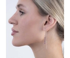 Again Jewelry Sidabriniai grandinėlės auskarai su rubinu AJKNS007