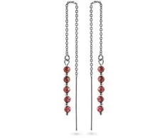 Again Jewelry Sidabriniai grandinėlės auskarai su granatu AJKNS005