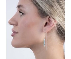 Again Jewelry Sidabrinis chain earrings with apatite AJKNS001