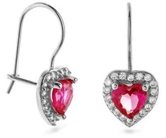 Again Jewelry Sidabriniai kabantys auskarai Širdelė su cirkoniais AJNS0047