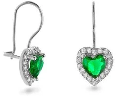 Again Jewelry Sidabriniai kabantys auskarai Širdelė su cirkoniais AJNS0048