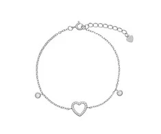 Again Jewelry Vėl juvelyrika Sidabrinis apyrankė su širdele ir cirkoniais AJNR0012