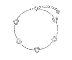 Again Jewelry Vėl Juvelyrika Sidabrinis apyrankė su širdelėmis AJNR0005