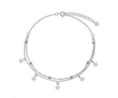 Again Jewelry Vėl Juvelyrika Sidabrinis kojų apyrankė su žvaigždutėmis AJNH0006