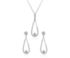 Agato Elegant sidabrinis jewelry set with zircons AGSET366R (pakabukas, earrings)