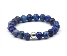 Agato Karoliukų žiedas su lapis lazuli POL-R02