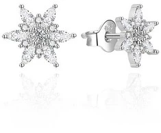 Agato Žavūs sidabriniai auskarai Snowflakes AGT-E005PW