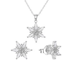 Agato Sidabrinis jewelry set Snowflakes AGT-SET01W (earrings, pakabukas, pendant)