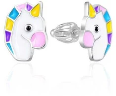 Agato Mergaičių sidabriniai auskarai Unicorns AGT-ED007S