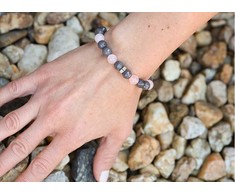 Agato Jadeite and rose quartz bead bracelet MINK18/17