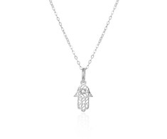 Agato Sidabrinis Hamsa karoliai - Fatima AGT-N012W ranka (grandinė, pakabukas)