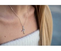 Agato Sidabrinis karoliai su pakabuku Angel AGT-N017W (grandinė, pakabukas)