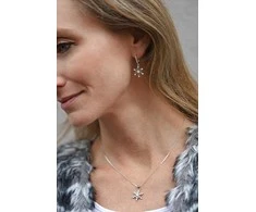 Agato Beautiful sidabrinis jewelry set Snowflakes AGT-SET03W (earrings, pakabukas, pendant)