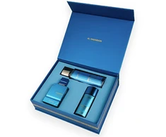 Al Haramain Amber Oud Aqua Dubai gift set (EDP 75 ml + EDP 30 ml + body mist 250 ml)