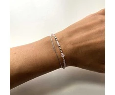 Alisia Dviguba sidabrinė apyrankė su rožiniu auksu AL3054-Argento-QuarzoRosa